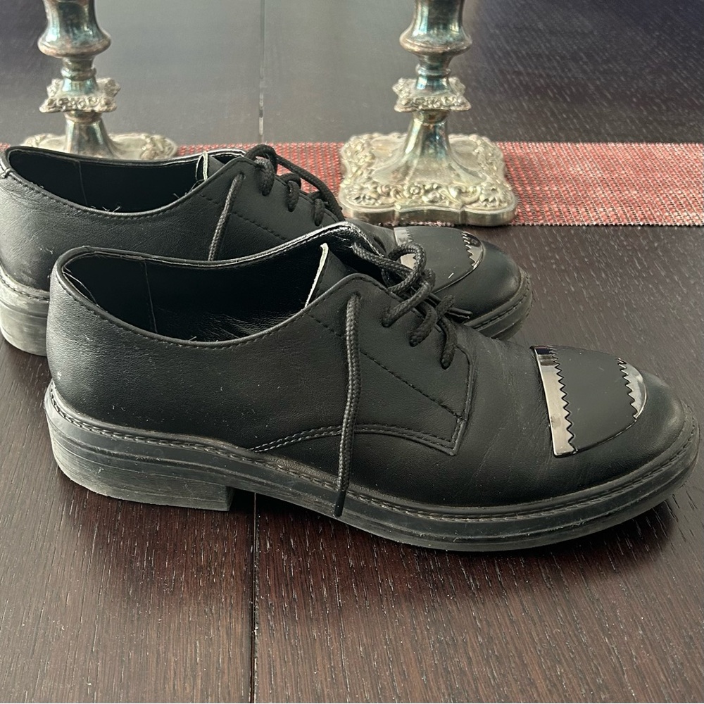 Olli Women’s  Black Leather Derby Shoes with Toe Embellishments. Size EU 38 - Picture 5 of 16